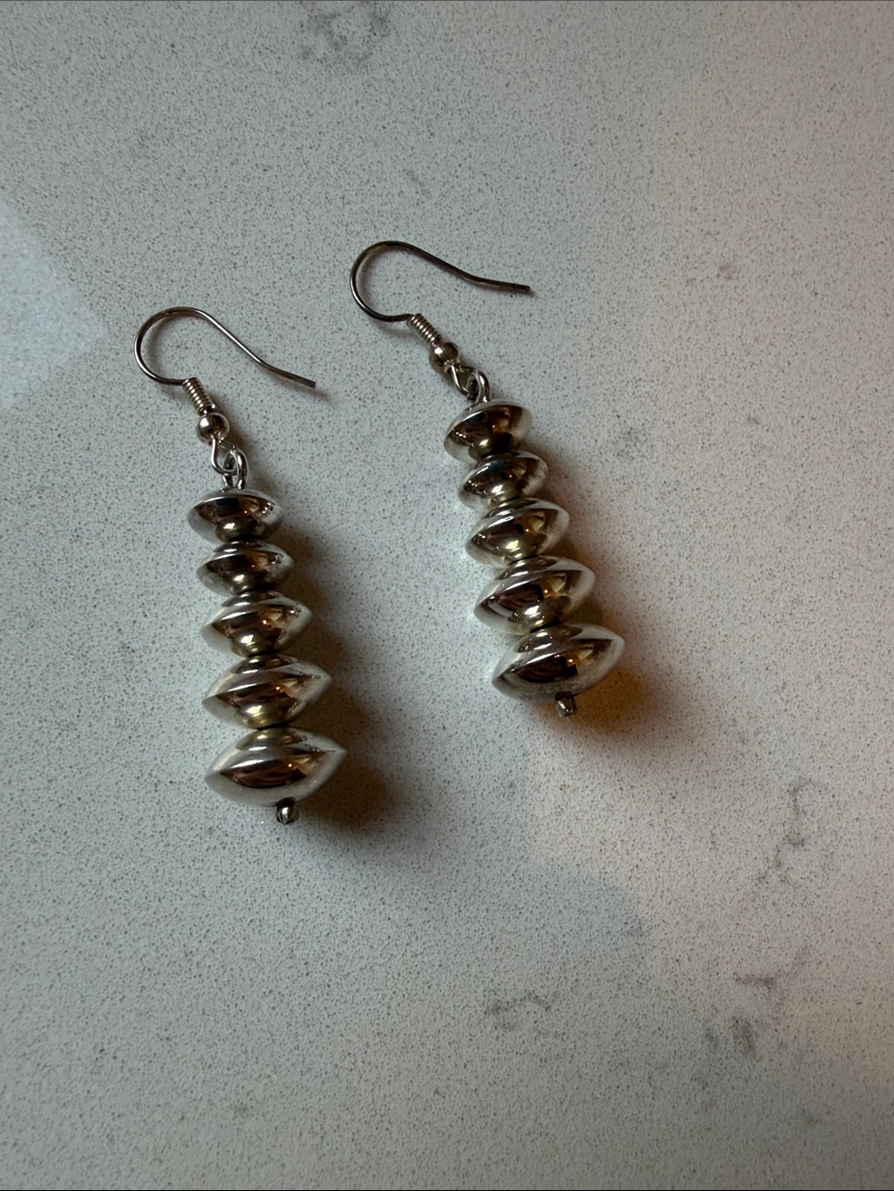 Sterling Silver Navajo Pearls Drop Earrings